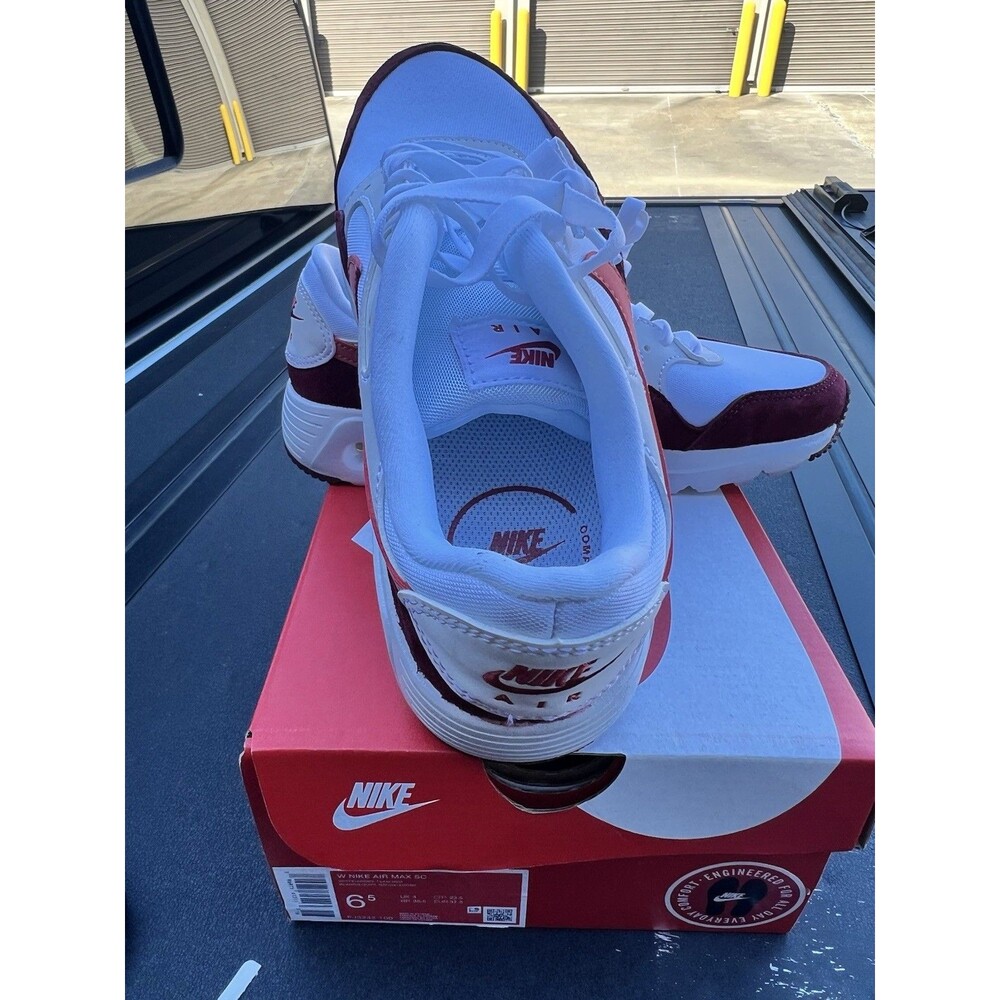 Nike Womens Air Max Sc Sneaker Running FJ3242 100 Size 6.5 White/Maroon Suede - Picture 6 of 10